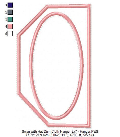 Cute Swan with hat Dish Cloth Hanger - ITH Project - Machine Embroidery Design