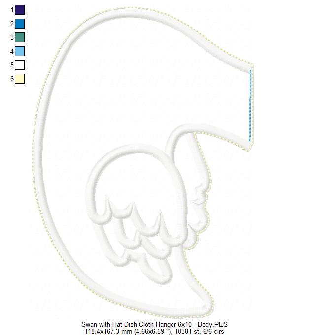 Cute Swan with hat Dish Cloth Hanger - ITH Project - Machine Embroidery Design