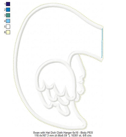 Cute Swan with hat Dish Cloth Hanger - ITH Project - Machine Embroidery Design