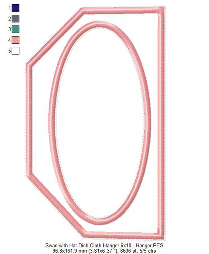 Cute Swan with hat Dish Cloth Hanger - ITH Project - Machine Embroidery Design