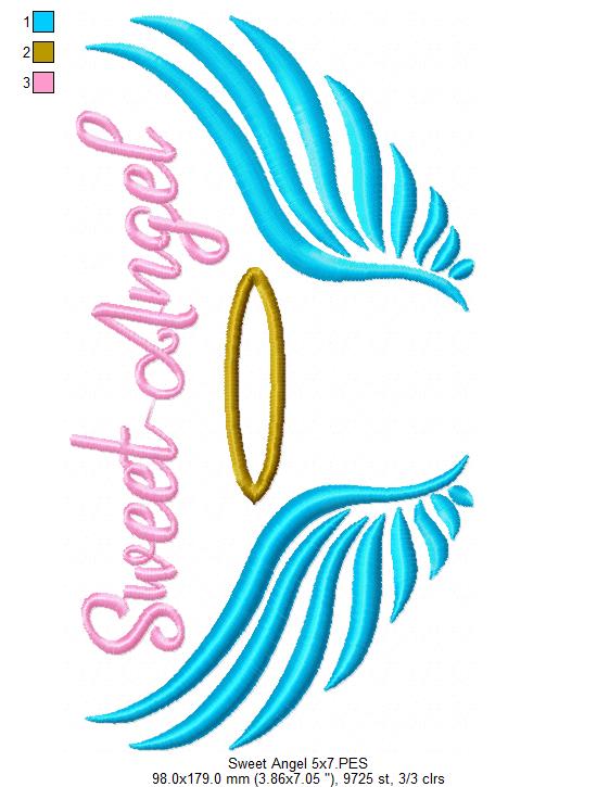 Sweet Angel – Satin Stitch – Machine Embroidery Design
