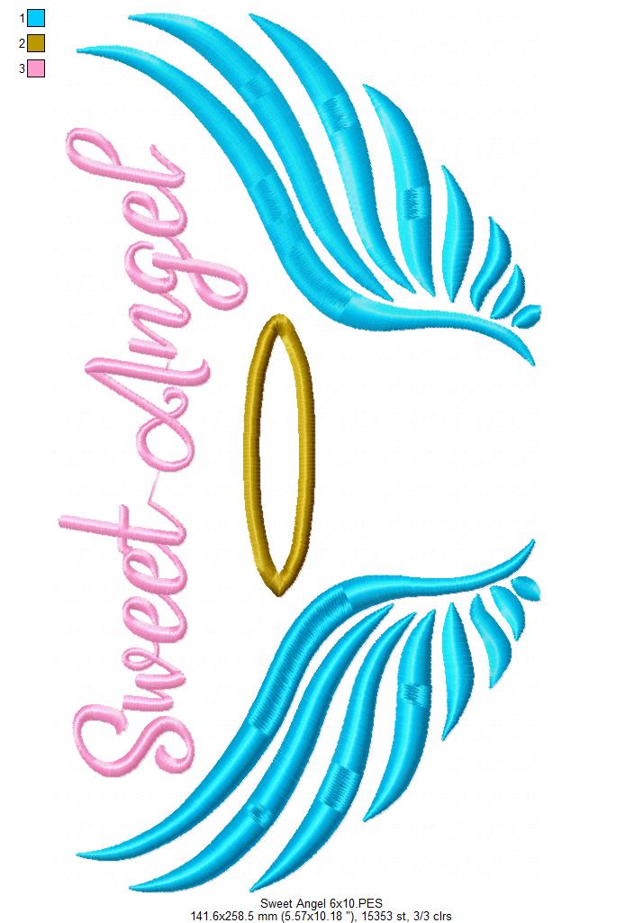 Sweet Angel – Satin Stitch – Machine Embroidery Design