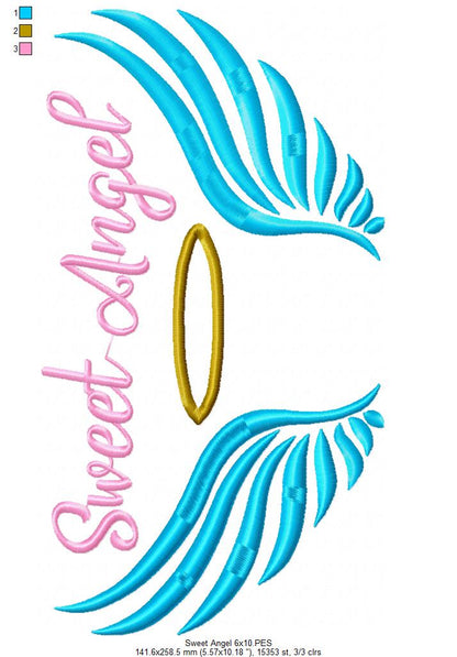 Sweet Angel – Satin Stitch – Machine Embroidery Design