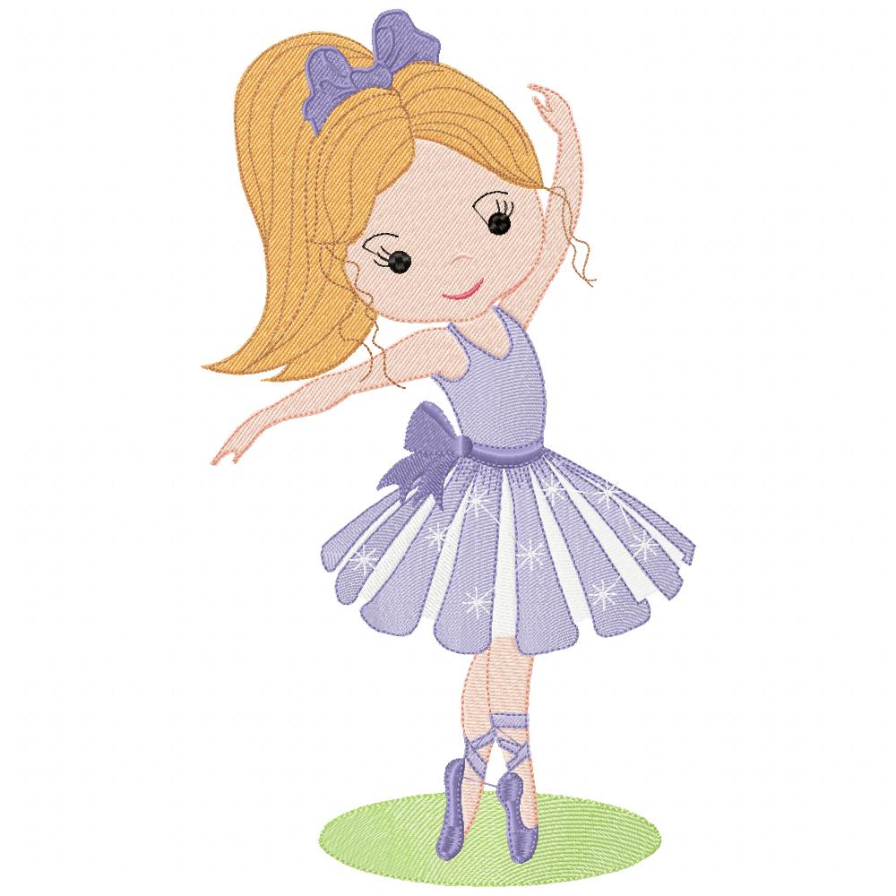 Sweet Little Ballerina Collection – Fill & Sketch Stitch – Machine Embroidery Design
