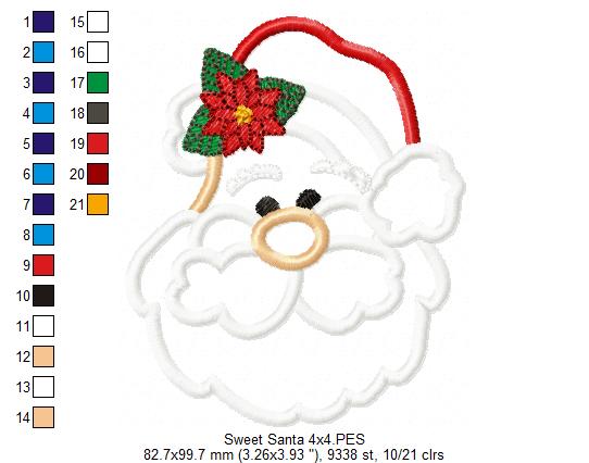 Sweet Santa Claus - Applique - Machine Embroidery Design