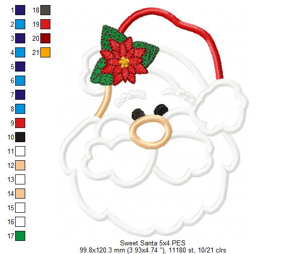 Sweet Santa Claus - Applique - Machine Embroidery Design