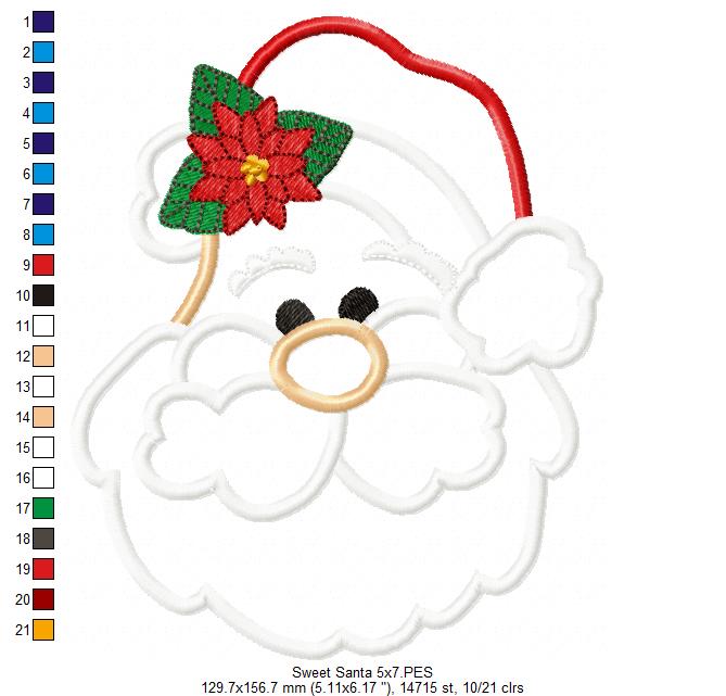 Sweet Santa Claus - Applique - Machine Embroidery Design