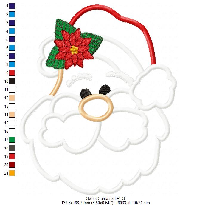 Sweet Santa Claus - Applique - Machine Embroidery Design