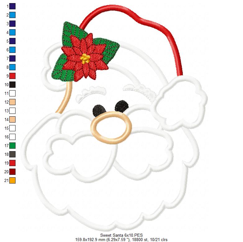 Sweet Santa Claus - Applique - Machine Embroidery Design