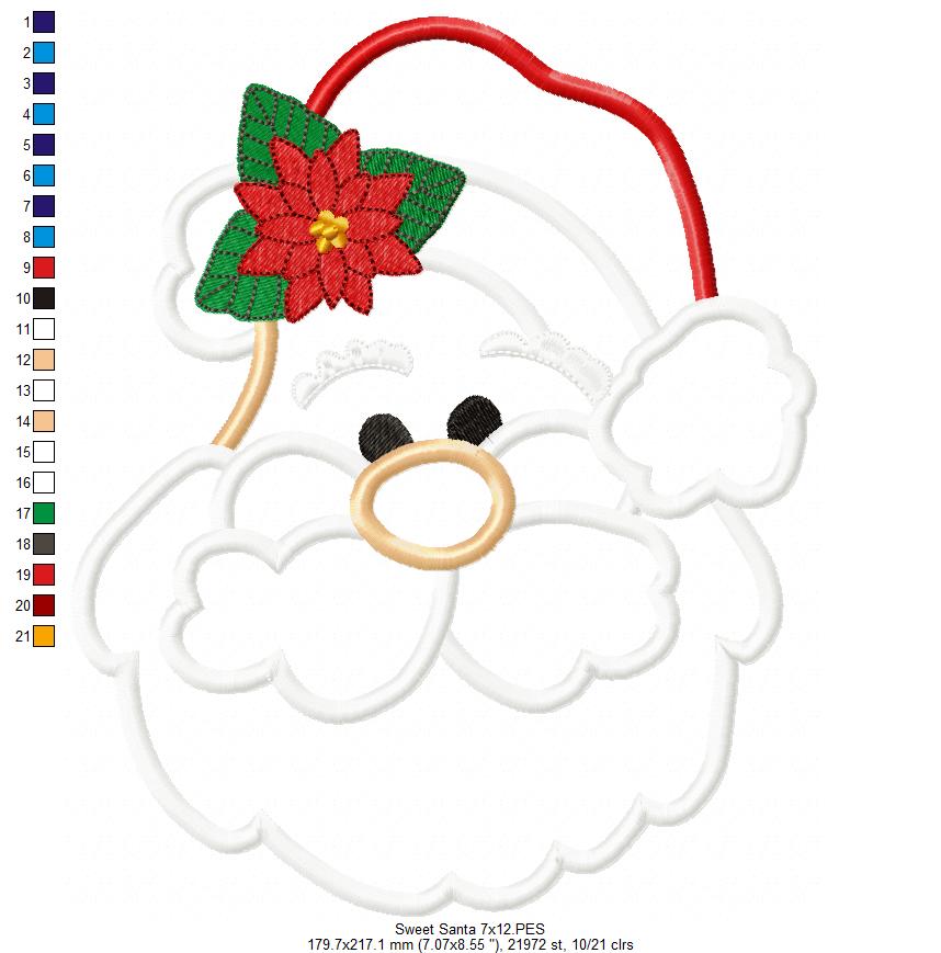 Sweet Santa Claus - Applique - Machine Embroidery Design