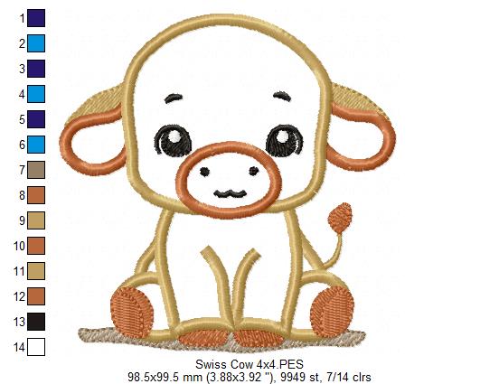 Little Swiss Cow - Applique - Machine Embroidery Design