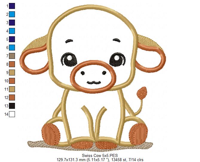 Little Swiss Cow - Applique - Machine Embroidery Design