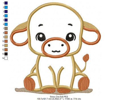 Little Swiss Cow - Applique - Machine Embroidery Design