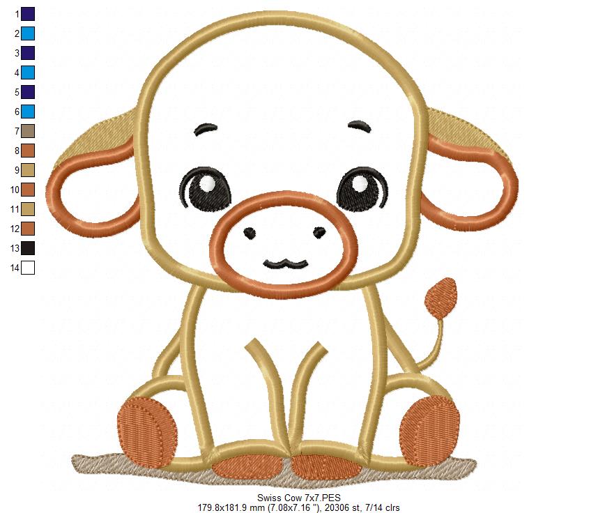 Little Swiss Cow - Applique - Machine Embroidery Design
