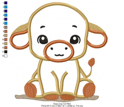 Little Swiss Cow - Applique - Machine Embroidery Design