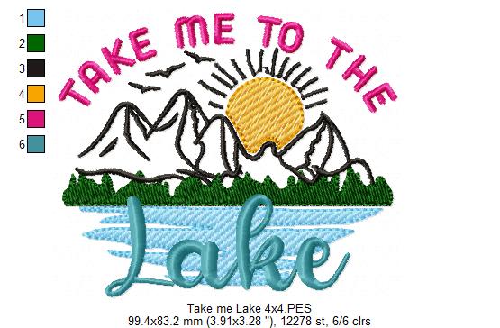 Take Me To The Lake - Fill Stitch - Machine Embroidery Design
