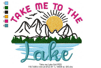 Take Me To The Lake - Fill Stitch - Machine Embroidery Design