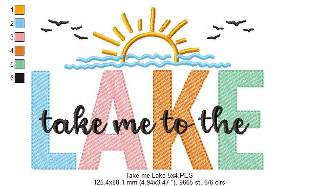 Take me to the Lake - Fill Stitch - Machine Embroidery Design