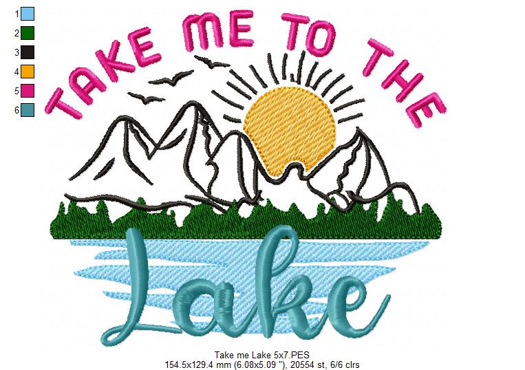 Take Me To The Lake - Fill Stitch - Machine Embroidery Design