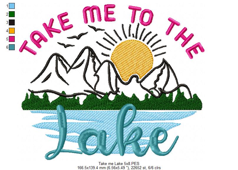 Take Me To The Lake - Fill Stitch - Machine Embroidery Design