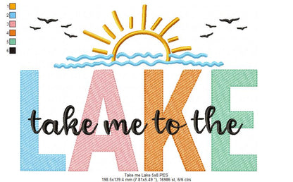 Take Me To The Lake - Sketch Stitch - Machine Embroidery Design