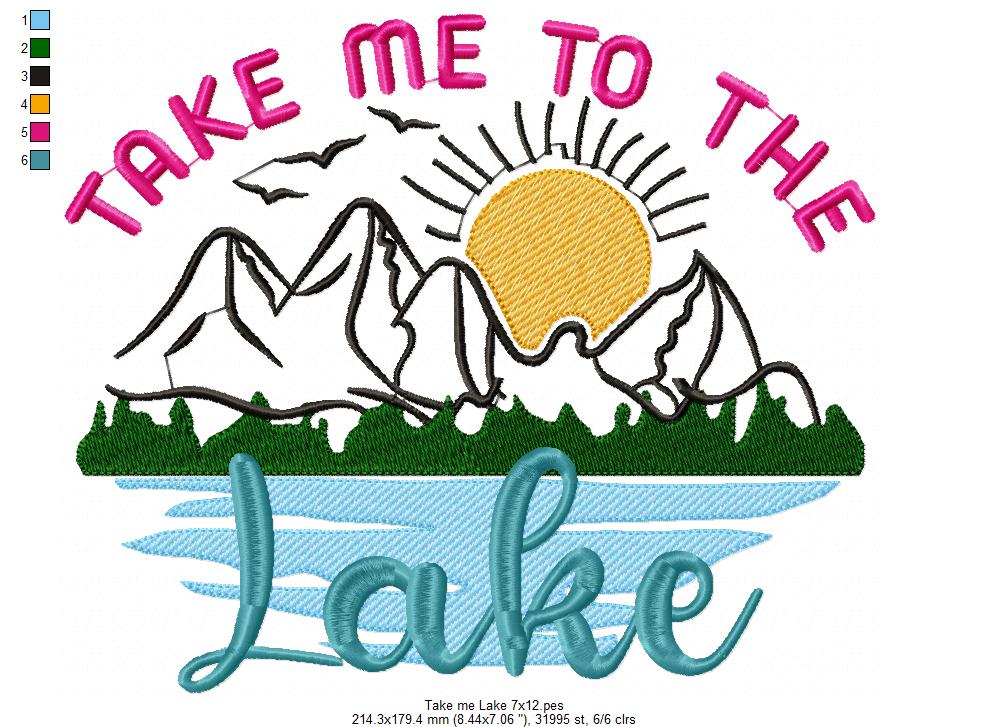 Take Me To The Lake - Fill Stitch - Machine Embroidery Design