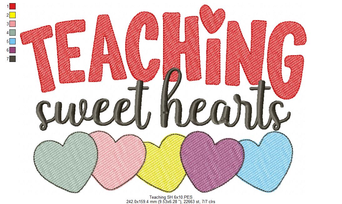 Teaching Sweet Hearts - Rippled Stitch - Machine Embroidery Design