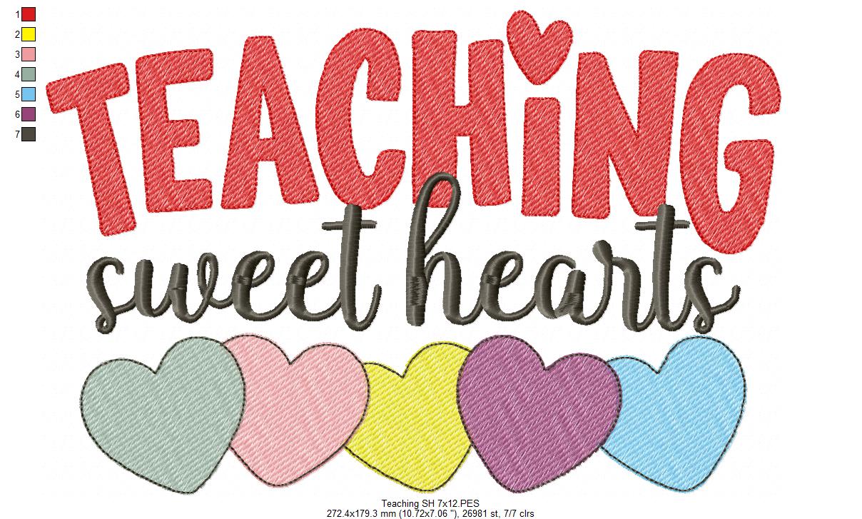 Teaching Sweet Hearts - Rippled Stitch - Machine Embroidery Design