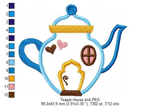 Teapot Fairy House - Applique
