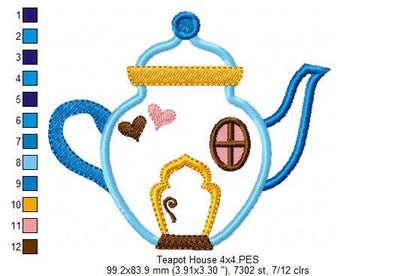 Teapot Fairy House - Applique