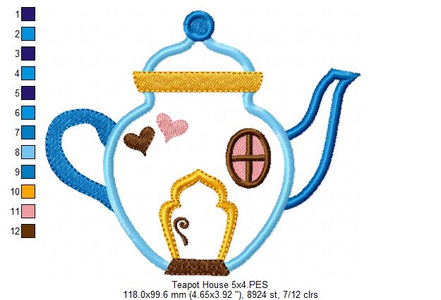 Teapot Fairy House - Applique