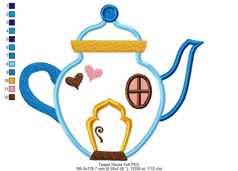 Teapot Fairy House - Applique