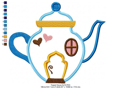 Teapot Fairy House - Applique