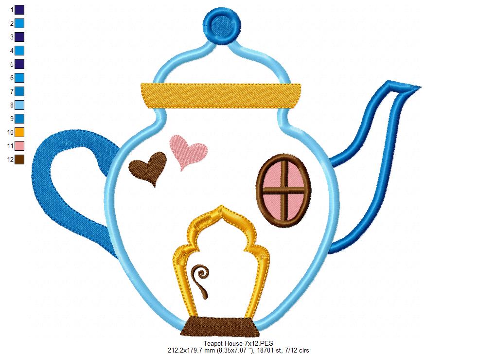 Teapot Fairy House - Applique