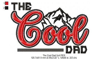 The Cool Dad - Fill Stitch - Machine Embroidery Design