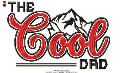 The Cool Dad - Fill Stitch - Machine Embroidery Design