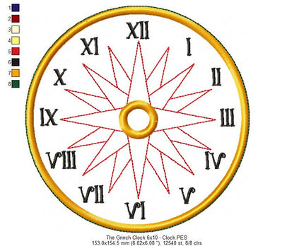 The Grinch Clock Ornament - ITH Project - Machine Embroidery Design