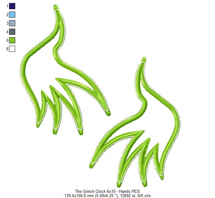The Grinch Clock Ornament - ITH Project - Machine Embroidery Design