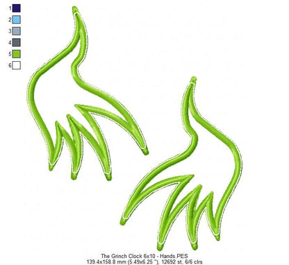 The Grinch Clock Ornament - ITH Project - Machine Embroidery Design