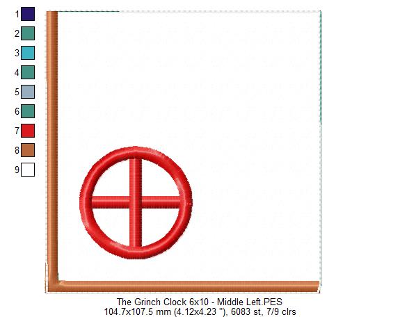The Grinch Clock Ornament - ITH Project - Machine Embroidery Design