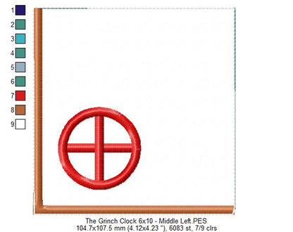 The Grinch Clock Ornament - ITH Project - Machine Embroidery Design