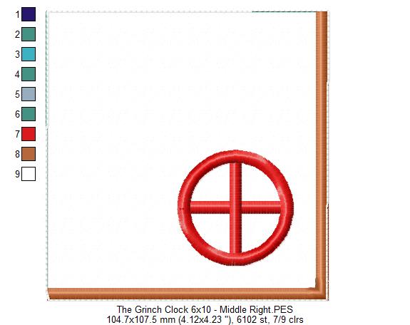 The Grinch Clock Ornament - ITH Project - Machine Embroidery Design