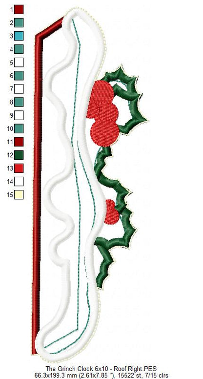 The Grinch Clock Ornament - ITH Project - Machine Embroidery Design