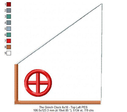The Grinch Clock Ornament - ITH Project - Machine Embroidery Design