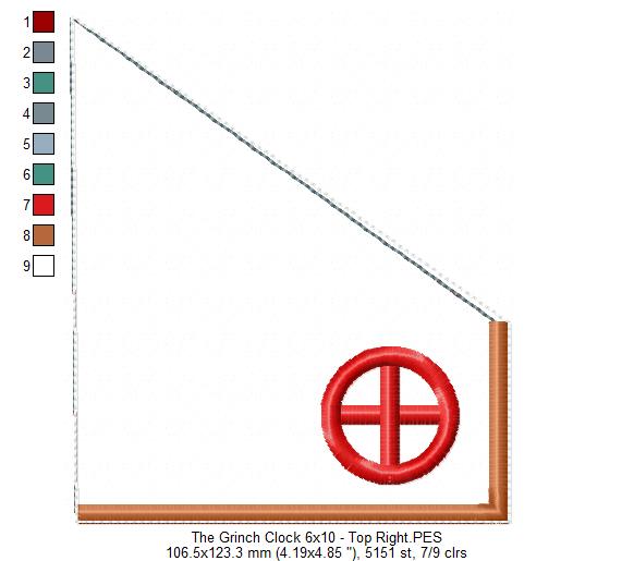 The Grinch Clock Ornament - ITH Project - Machine Embroidery Design
