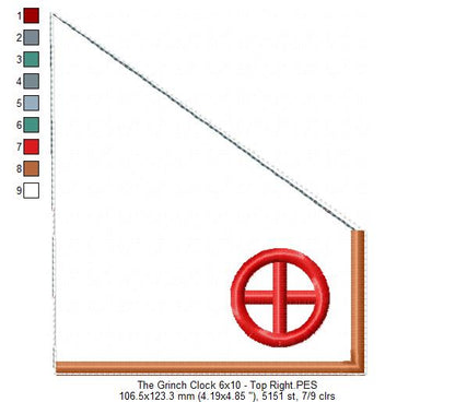 The Grinch Clock Ornament - ITH Project - Machine Embroidery Design
