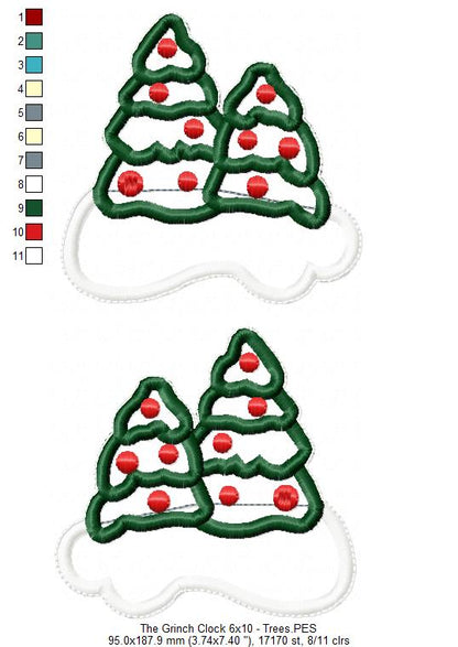 The Grinch Clock Ornament - ITH Project - Machine Embroidery Design