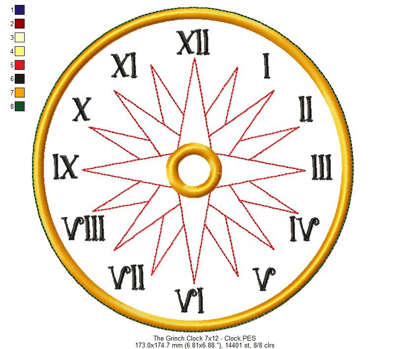 The Grinch Clock Ornament - ITH Project - Machine Embroidery Design