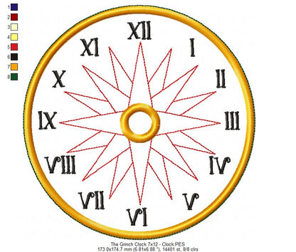 The Grinch Clock Ornament - ITH Project - Machine Embroidery Design