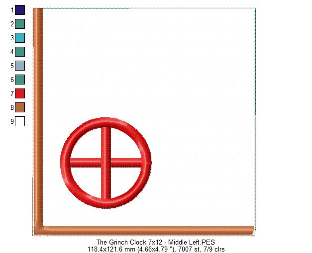The Grinch Clock Ornament - ITH Project - Machine Embroidery Design